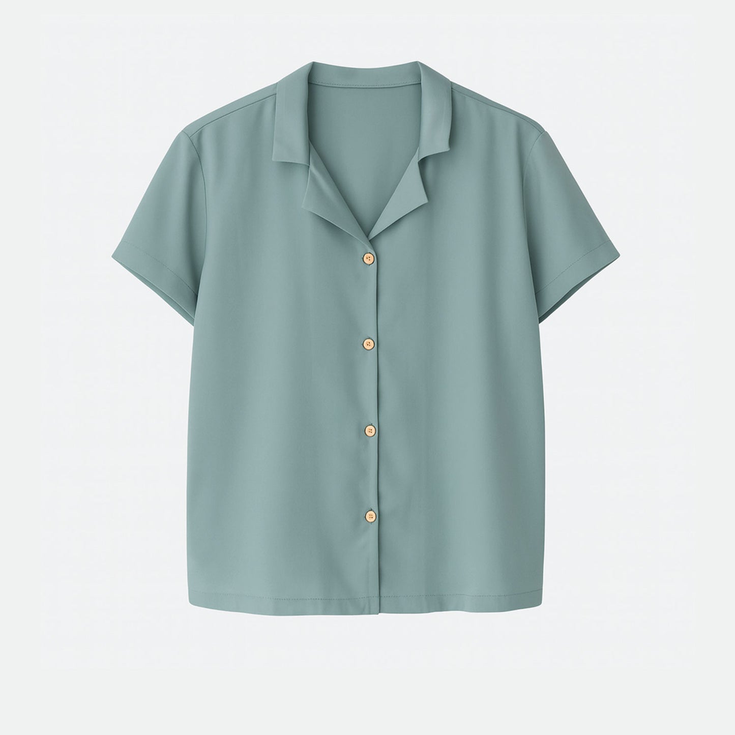 Kurzarm Pyjama-Oberteil Damen aus Bambus Lyocell Salbei
