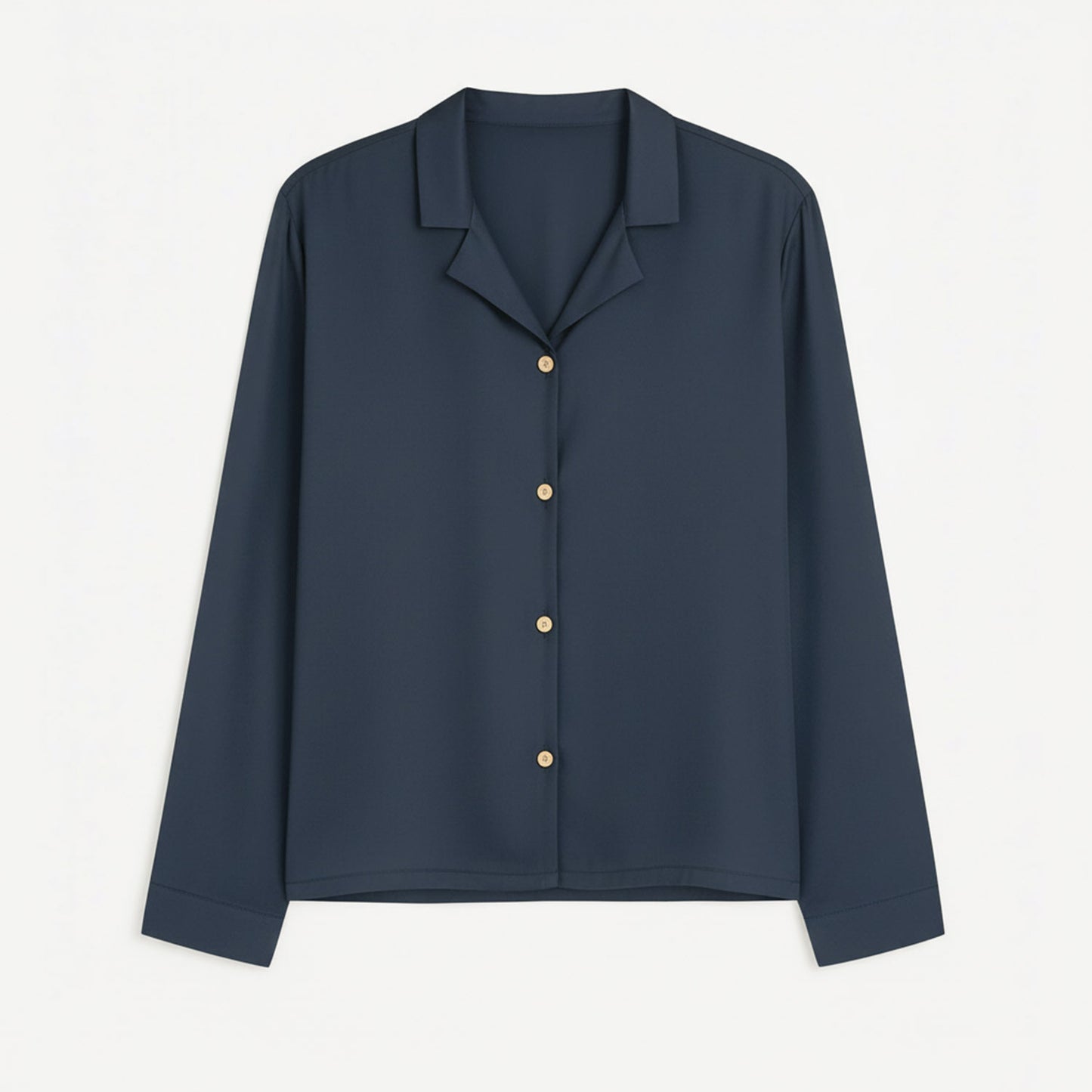 Langarm Pyjama-Oberteil Damen aus Bambus Lyocell Dunkelblau