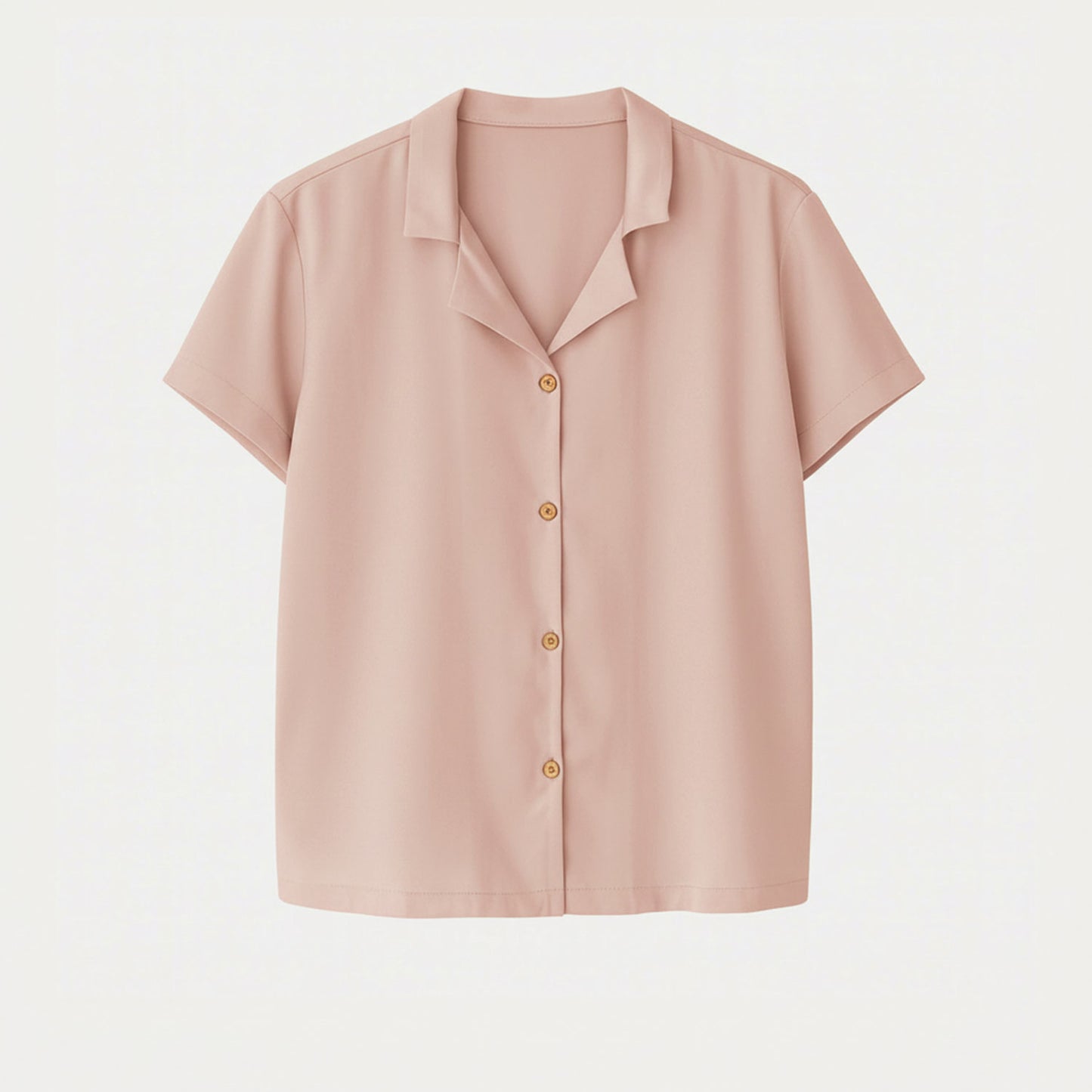Kurzarm Pyjama-Oberteil Damen aus Bambus Lyocell Puder