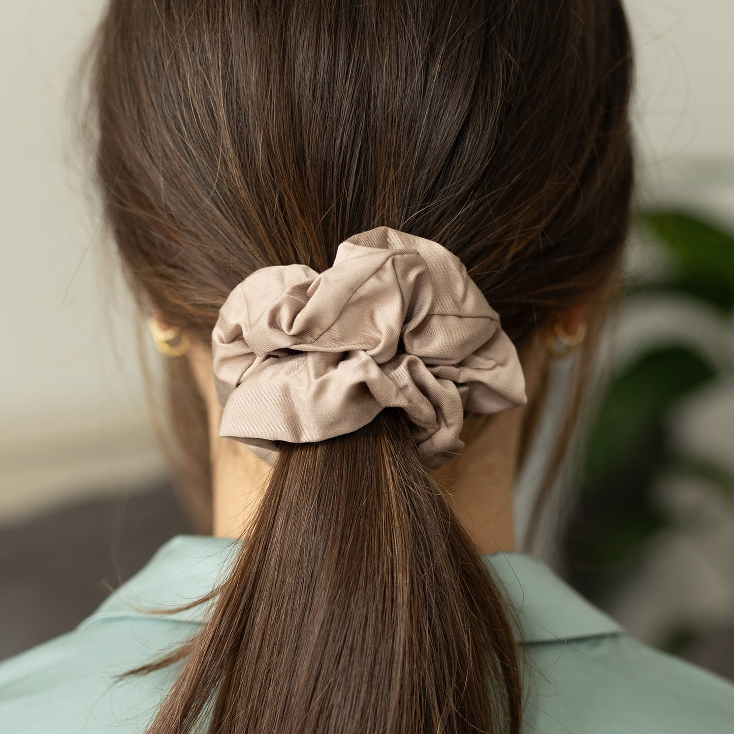 Bambus Lyocell Scrunchie-Set in Beige