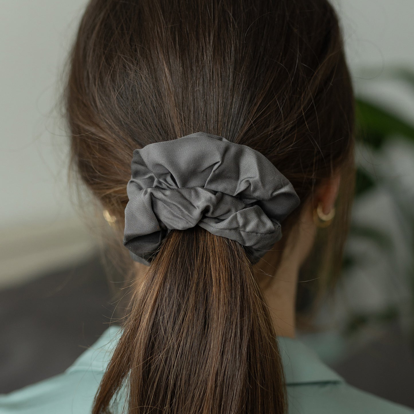 Bambus Lyocell Scrunchie-Set in Dunkelgrau