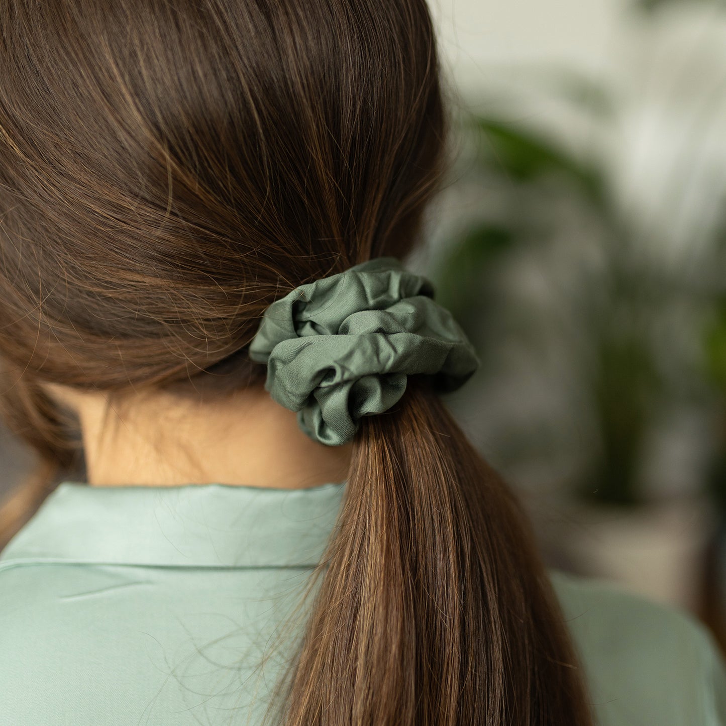 Bambus Lyocell Scrunchie-Set in Dunkelgrün