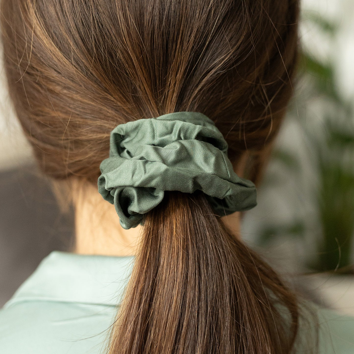 Bambus Lyocell Scrunchie-Set in Dunkelgrün
