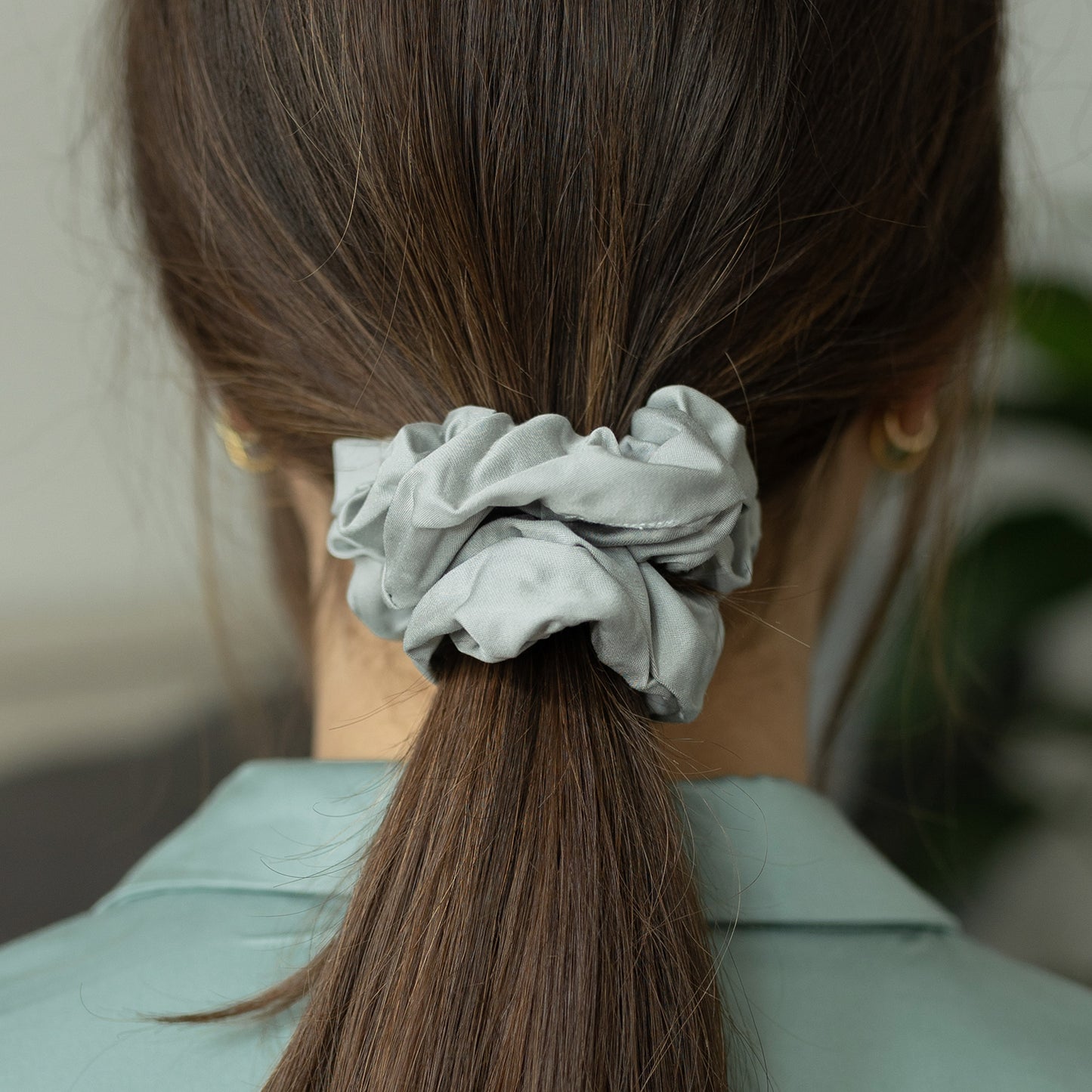 Bambus Lyocell Scrunchie-Set in Hellgrau