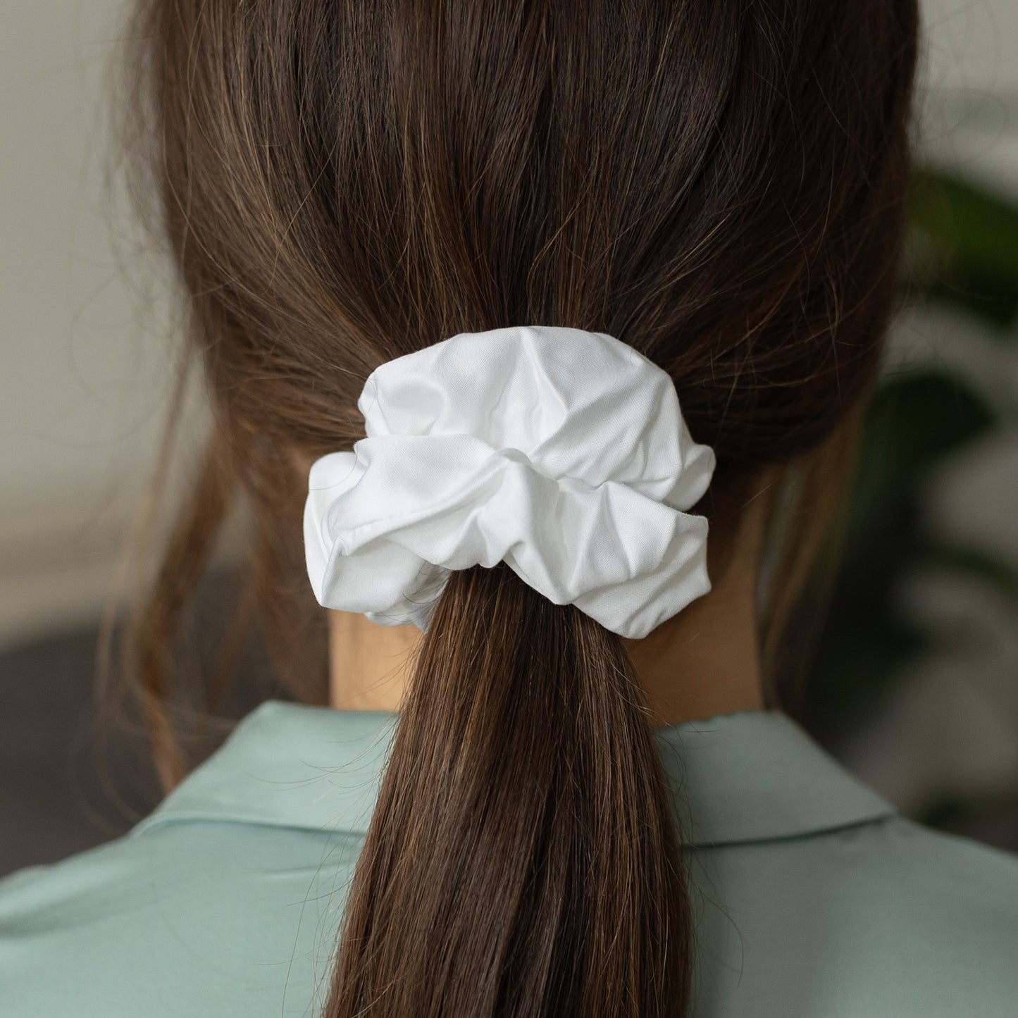 Bambus Lyocell Scrunchie-Set in Weiß