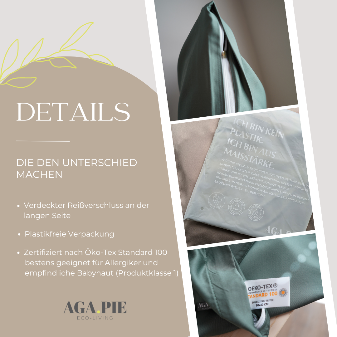 Bambus Lyocell Kopfkissenbezug für Kinder Puder 60x40
