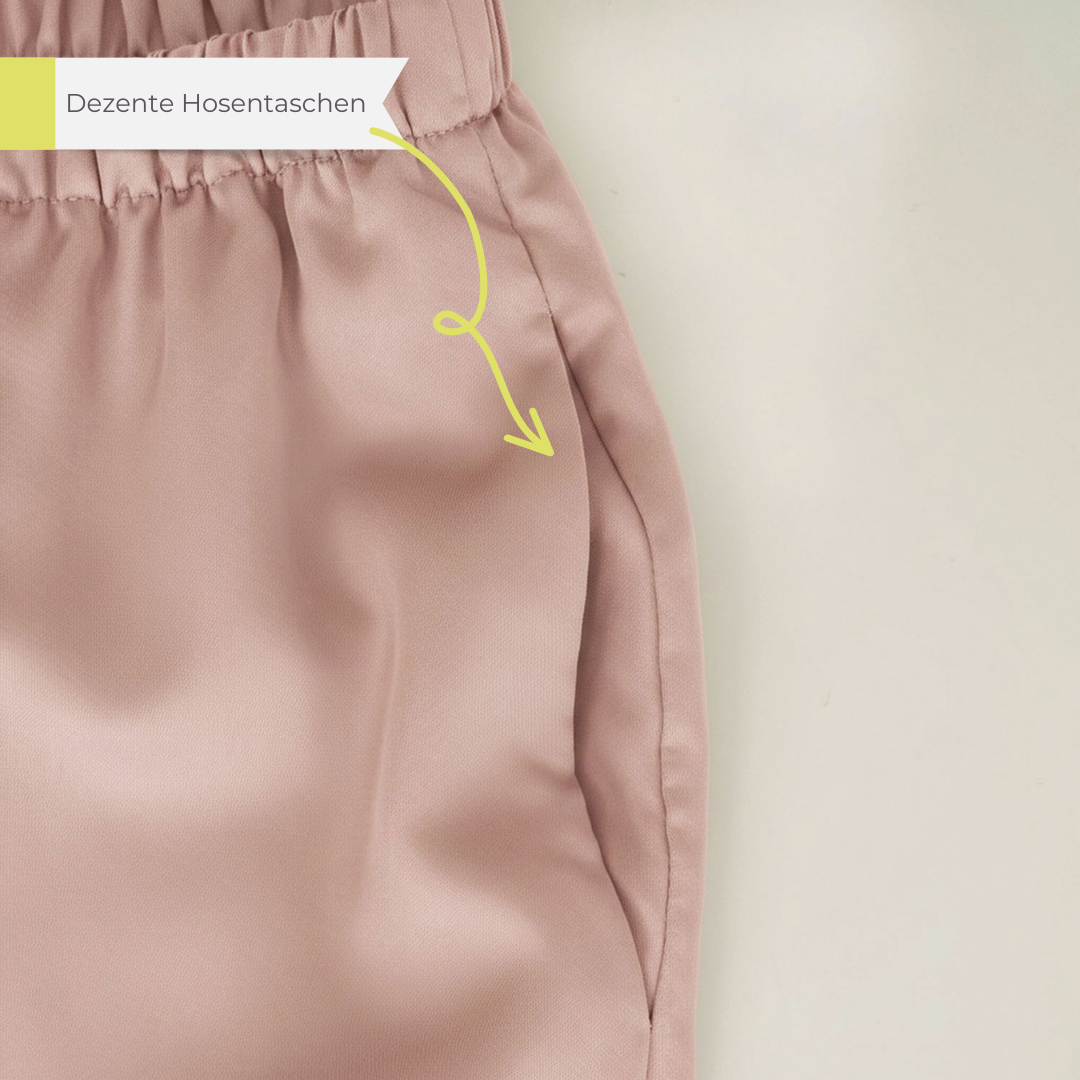 Lange Pyjamahose Damen aus Bambus Lyocell Puder