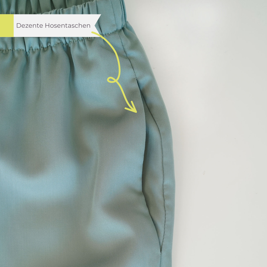 Lange Pyjamahose Damen aus Bambus Lyocell Salbei