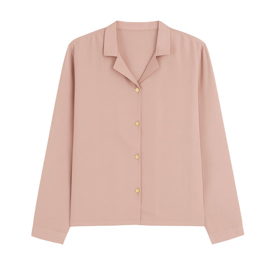 Langarm Pyjama-Oberteil Damen aus Bambus Lyocell Puder
