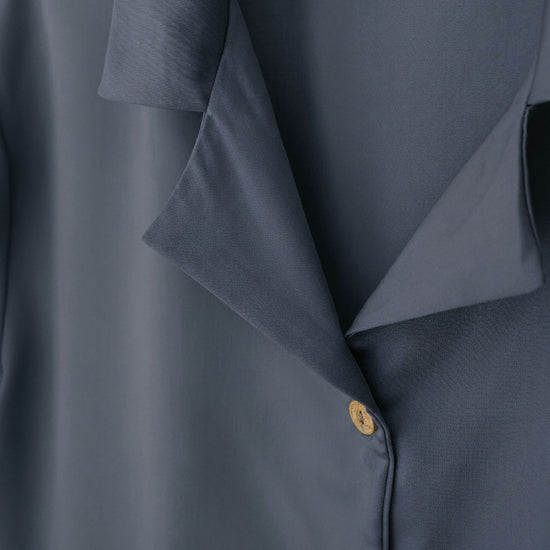 Langarm Pyjama-Oberteil Damen aus Bambus Lyocell Dunkelblau