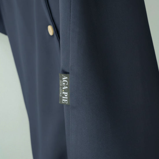 Langarm Pyjama-Oberteil Damen aus Bambus Lyocell Dunkelblau