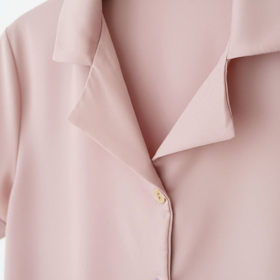 Langarm Pyjama-Oberteil Damen aus Bambus Lyocell Puder