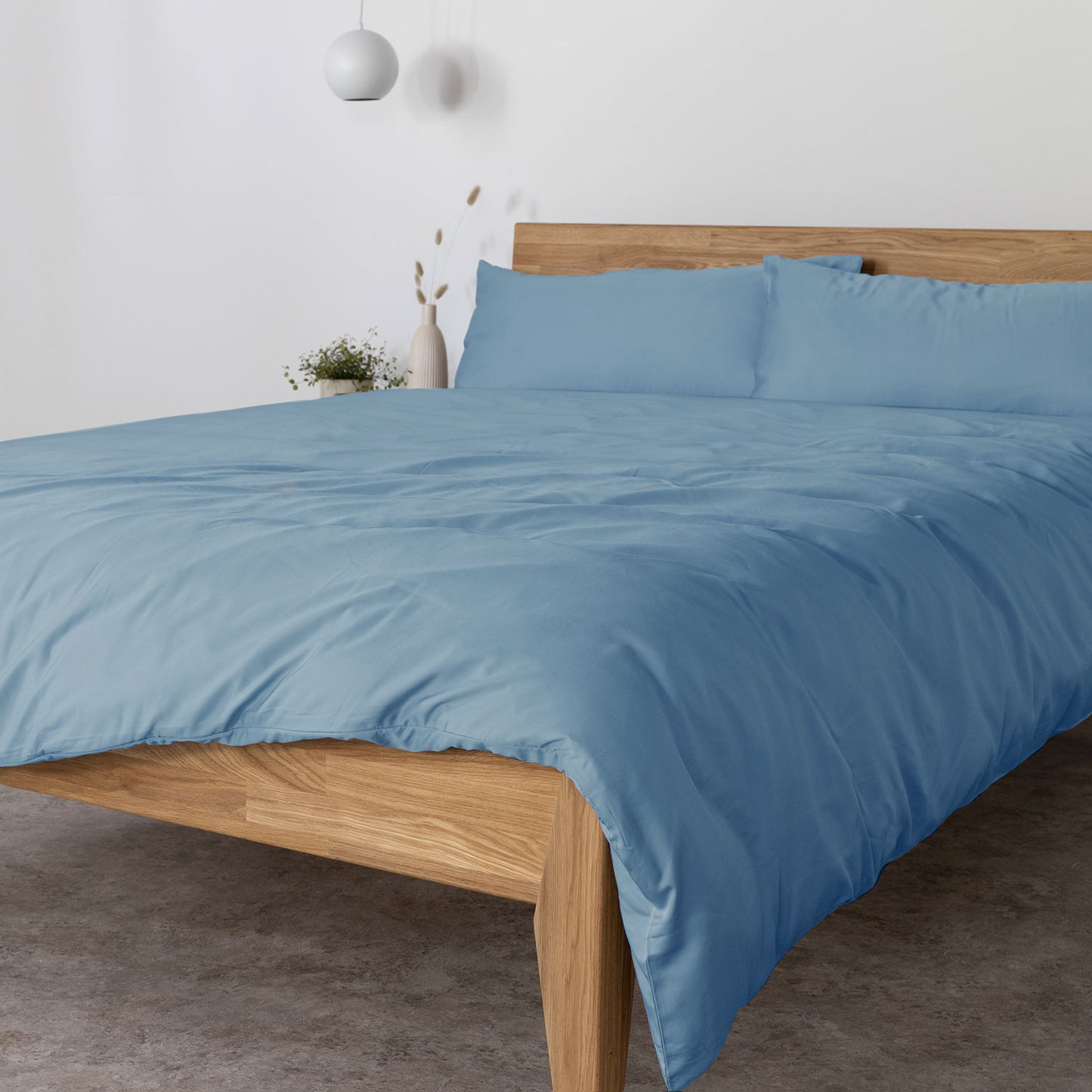 Bambus Lyocell Bettwäsche-Set Blau 240x220 / 80x40 (2 Stk)