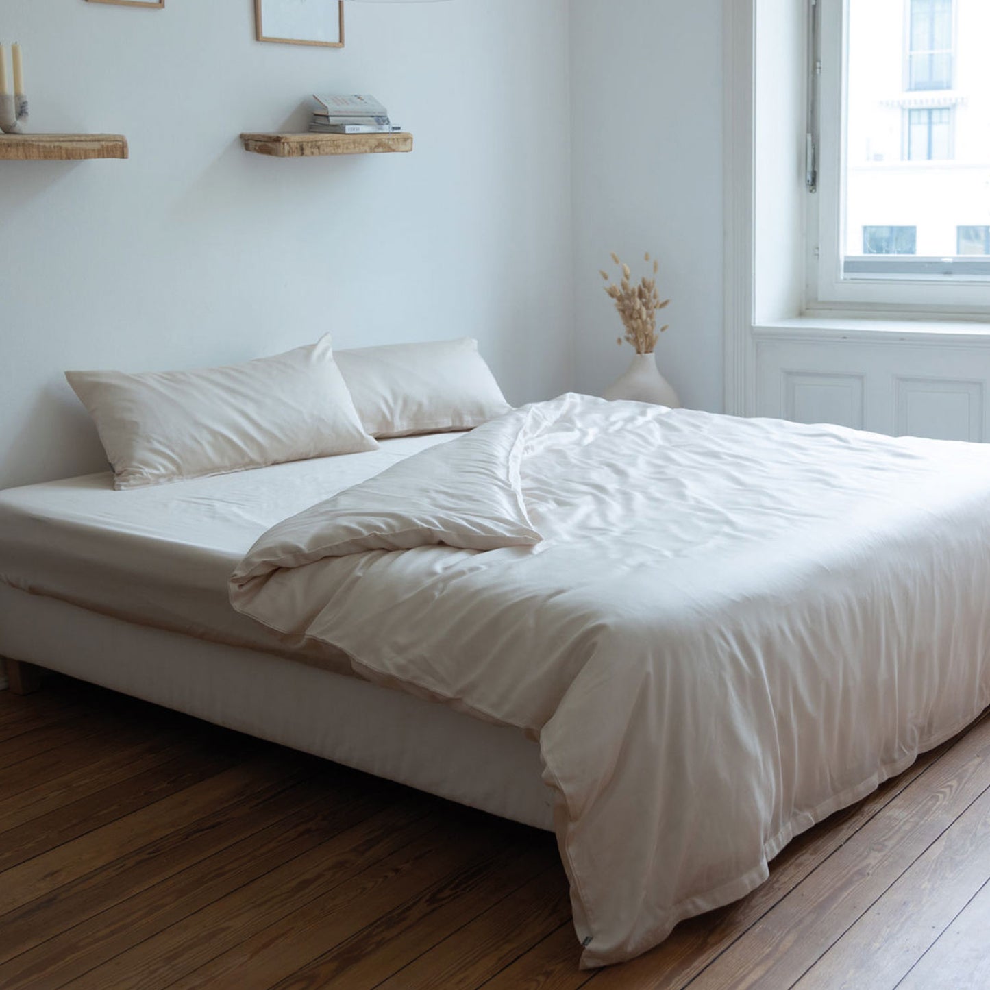 Bambus Lyocell Bettwäsche-Set Creme 240x220 / 60x40 (2 Stk)