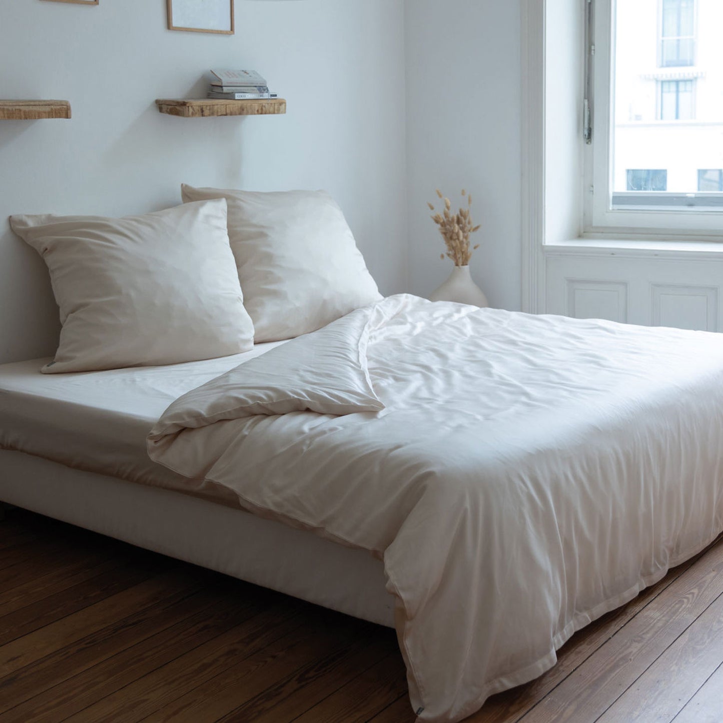Bambus Lyocell Bettwäsche-Set Creme 240x220 / 80x80 (2 Stk)