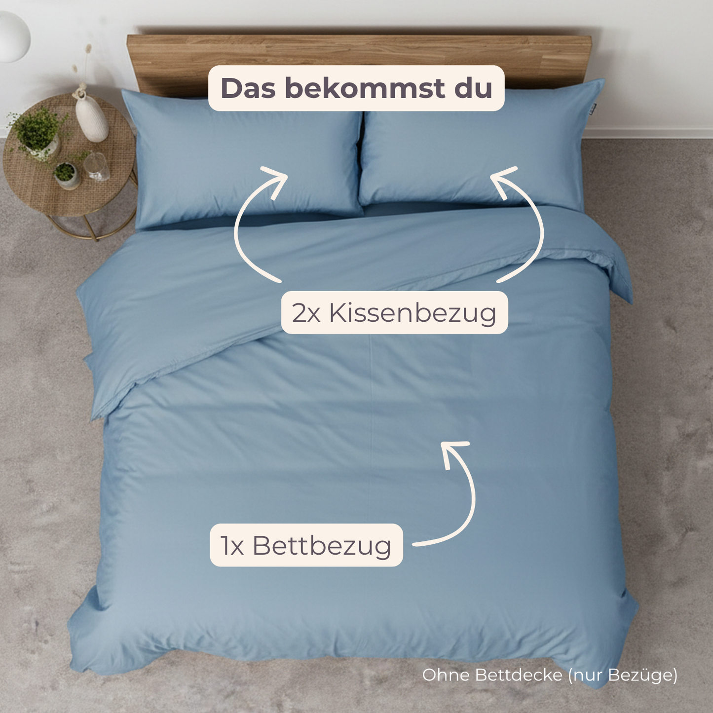 Bambus Lyocell Bettwäsche-Set Blau 240x220 / 80x80 (2 Stk)