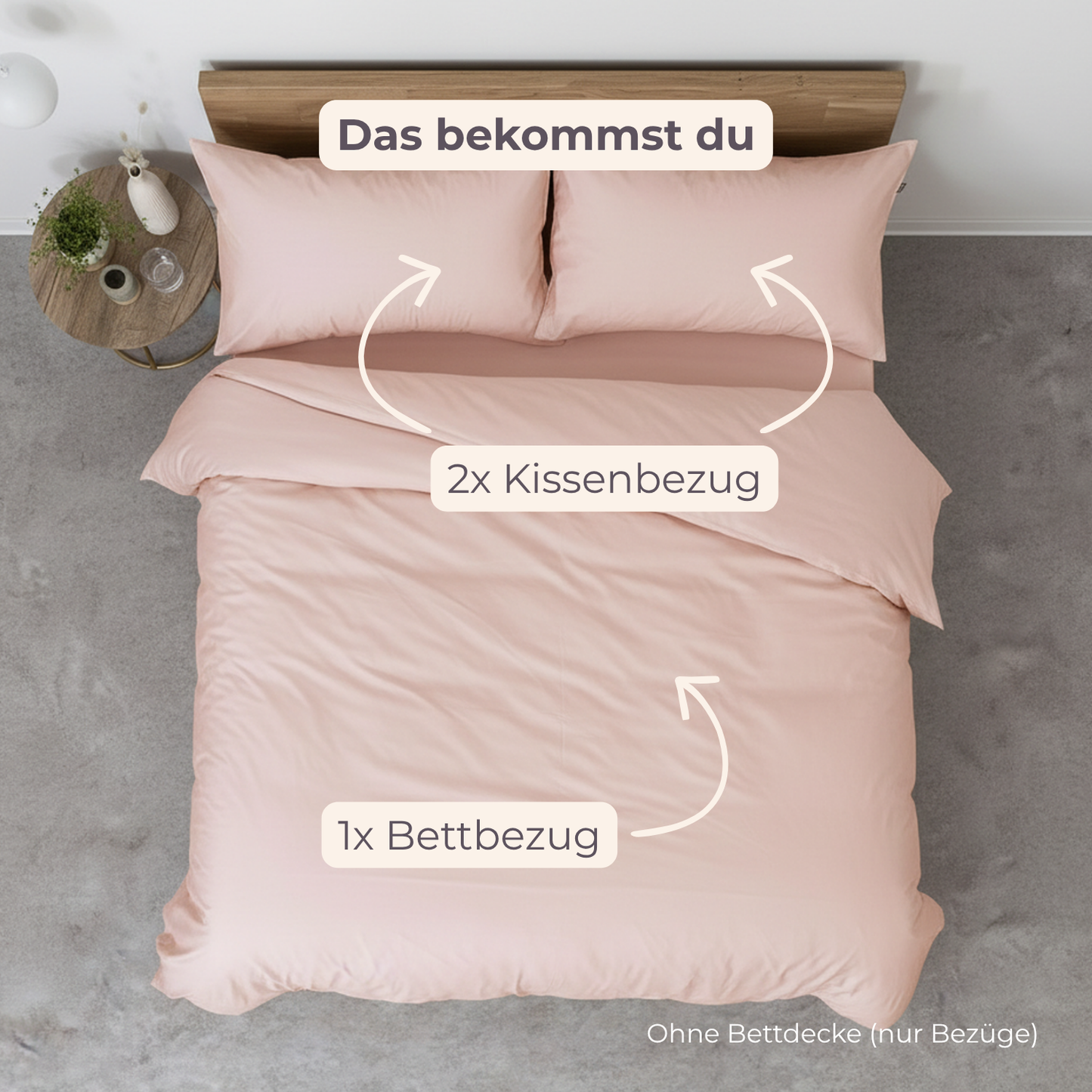 Bambus Lyocell Bettwäsche-Set Puder 240x220 / 80x40 (2 Stk)