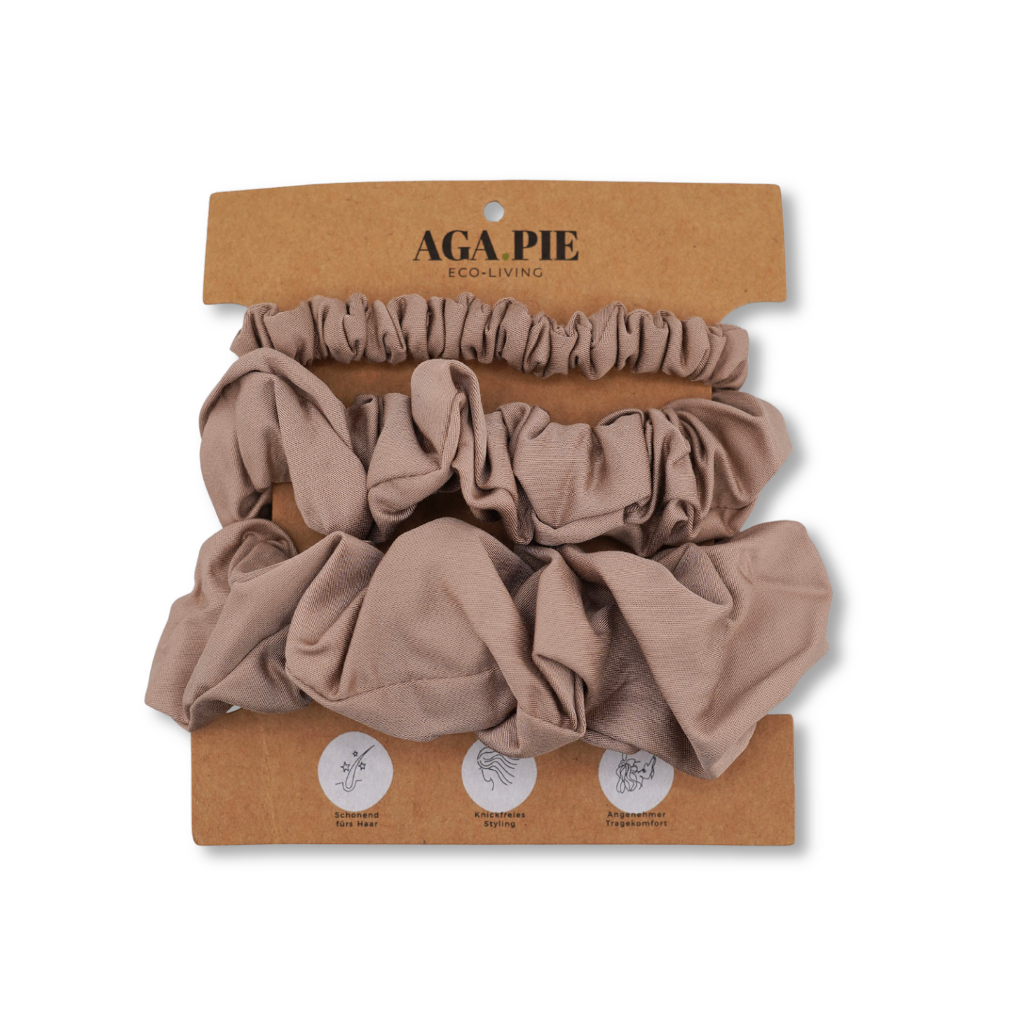 Bambus Lyocell Scrunchie-Set in Beige