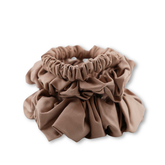 Bambus Lyocell Scrunchie-Set in Beige