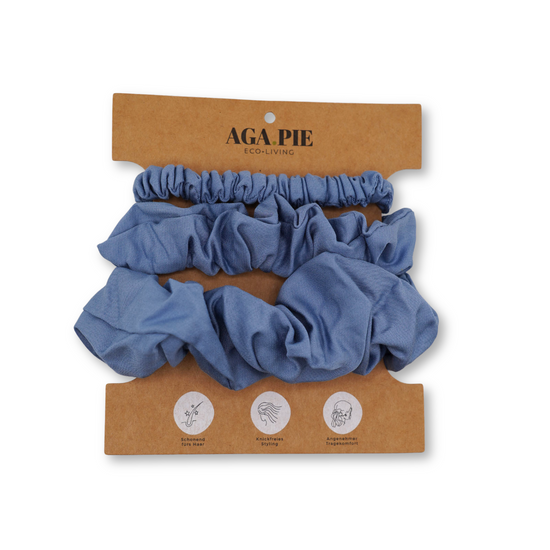 Bambus Lyocell Scrunchie-Set in Blau