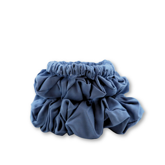 Bambus Lyocell Scrunchie-Set in Blau