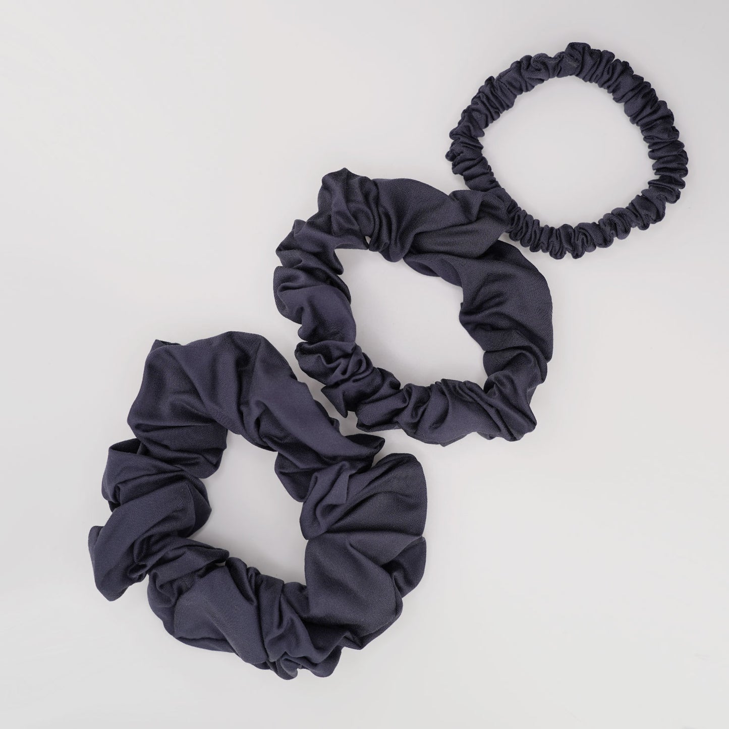 Bambus Lyocell Scrunchie-Set in Dunkelblau