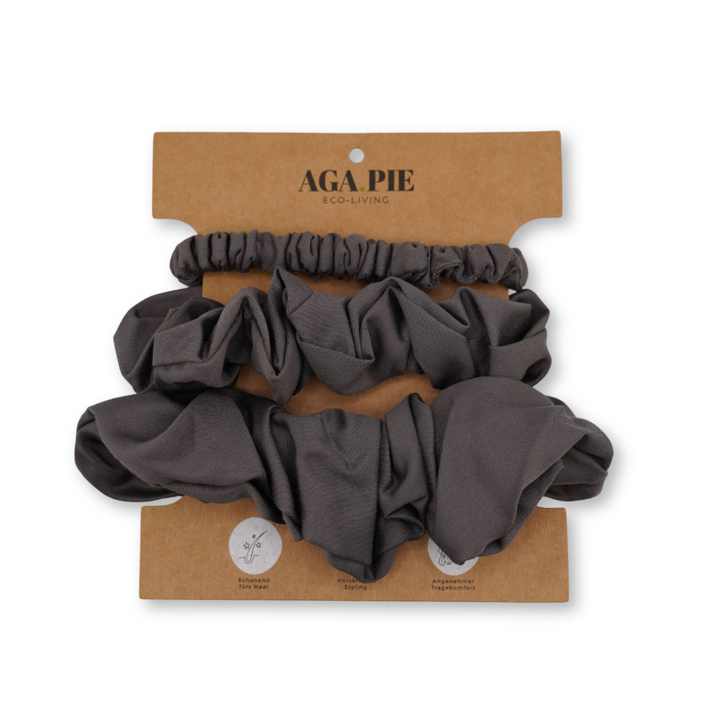 Bambus Lyocell Scrunchie-Set in Dunkelgrau