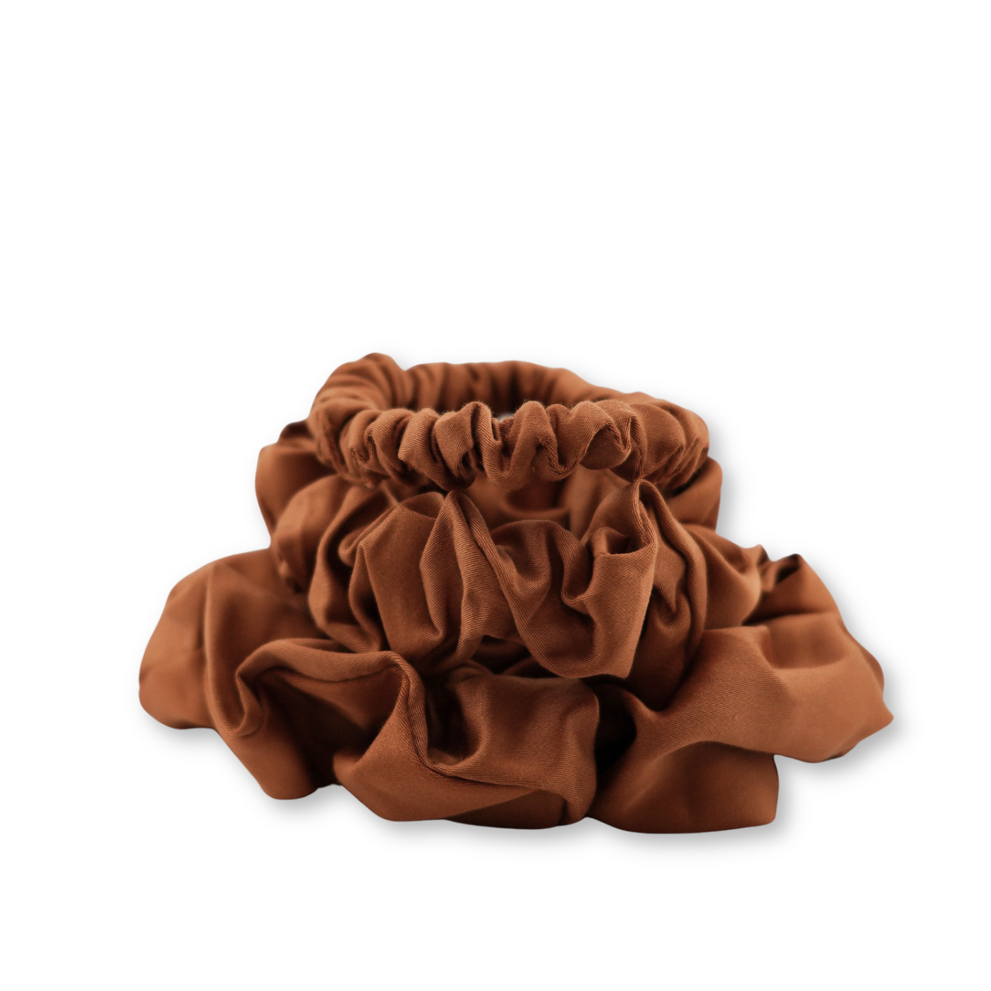 Bambus Lyocell Scrunchie-Set in Rostbraun