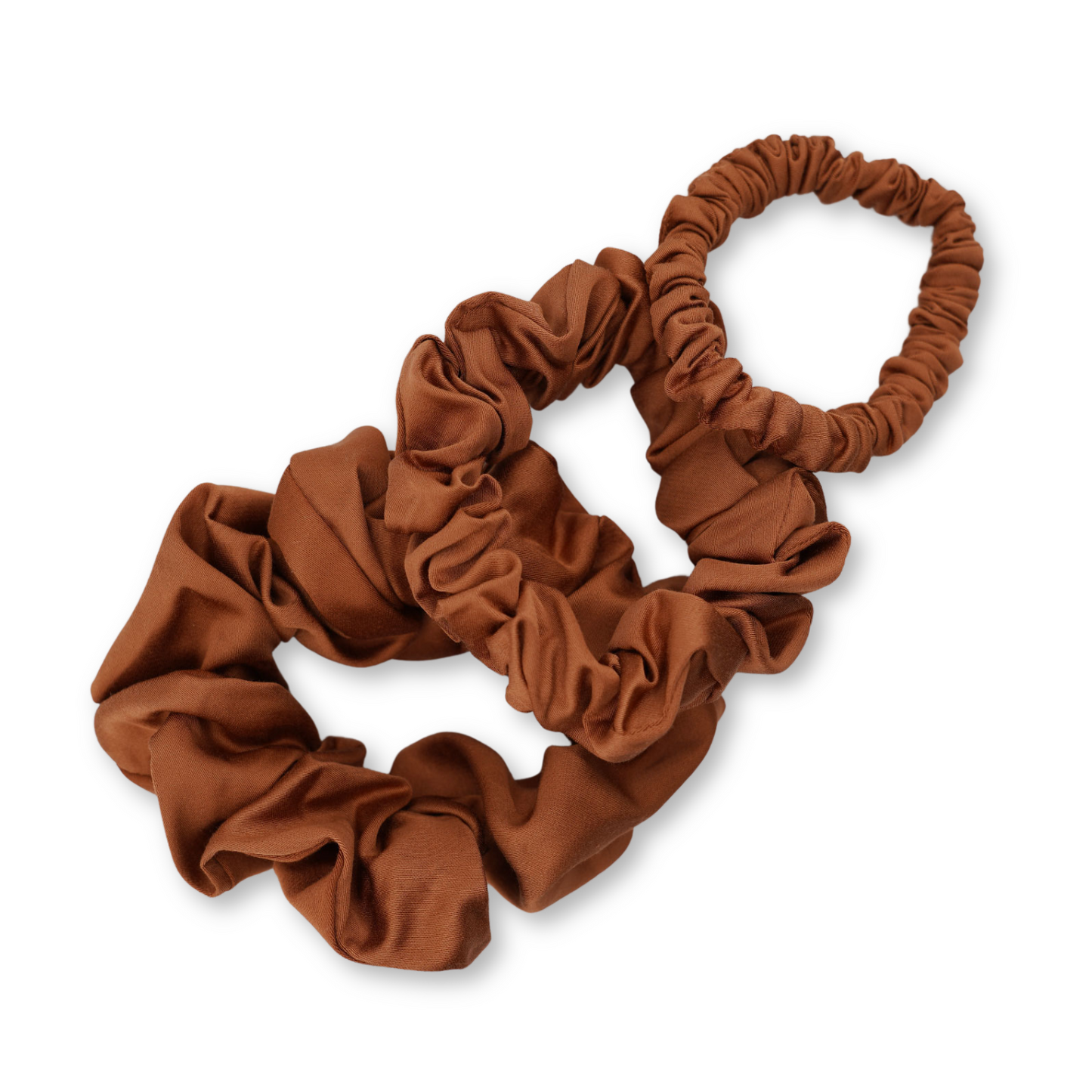 Bambus Lyocell Scrunchie-Set in Rostbraun