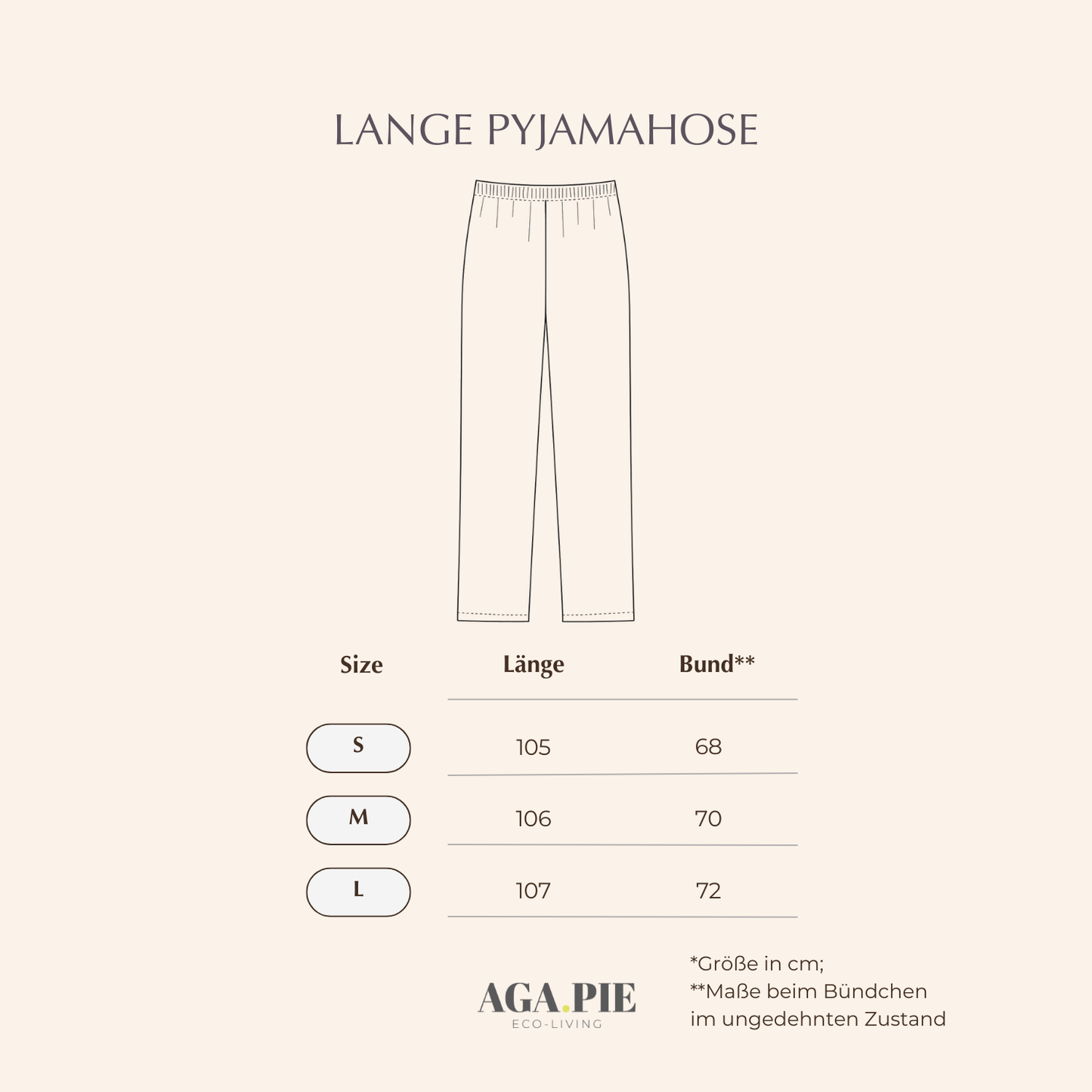 Lange Pyjamahose Damen aus Bambus Lyocell Puder