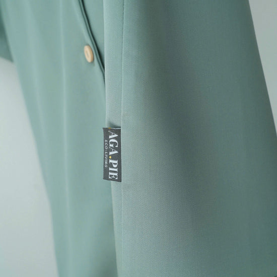 Kurzarm Pyjama-Oberteil Damen aus Bambus Lyocell Salbei