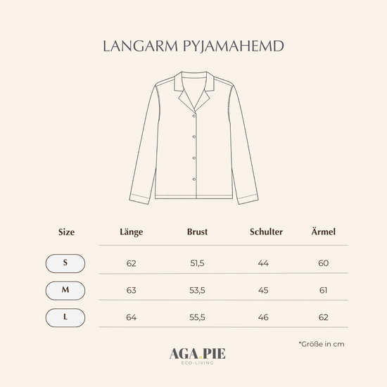 Langarm Pyjama-Oberteil Damen aus Bambus Lyocell Puder